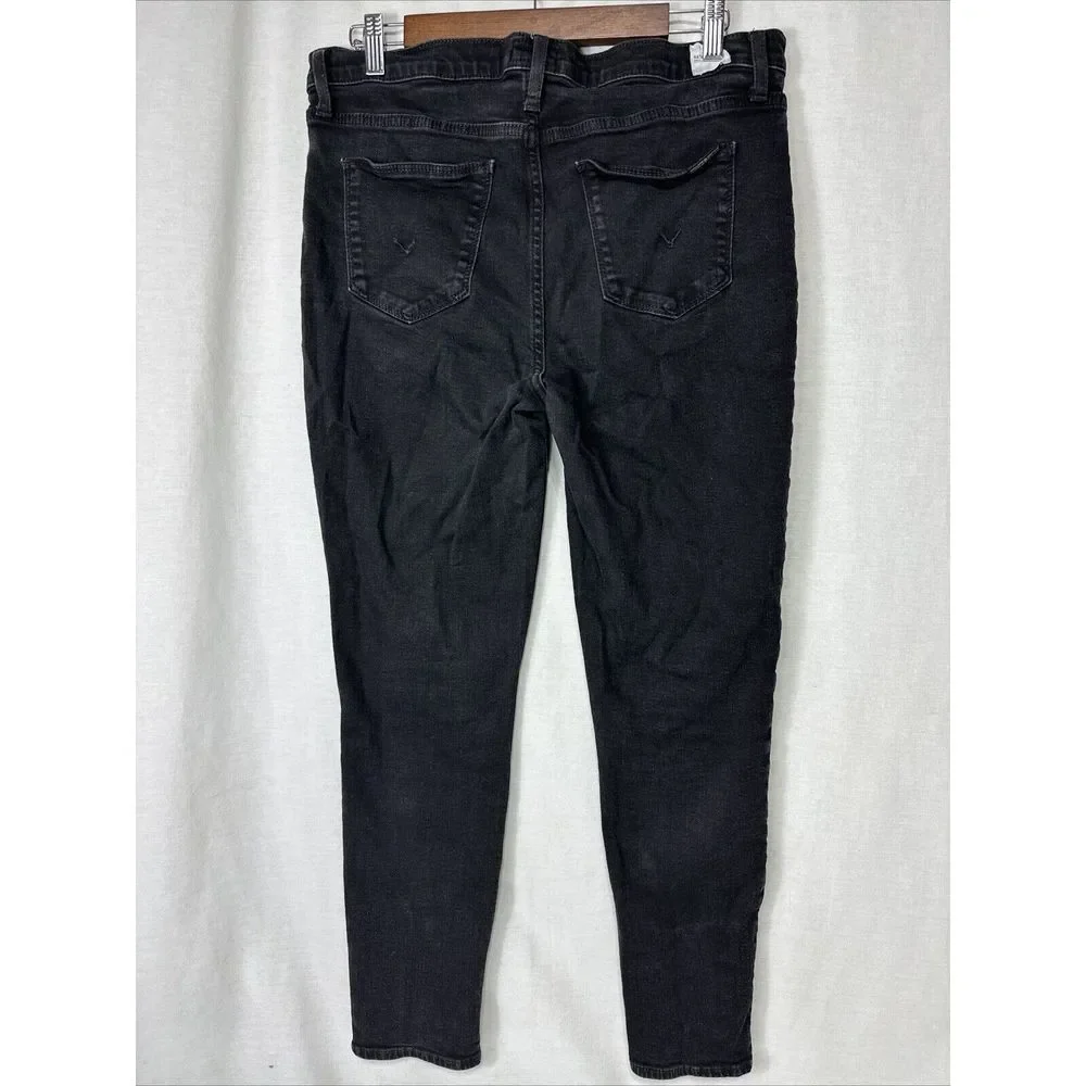 Hudson Jeans‎ Women's 32 Black Natalie Super Skinny Mid Rise Stretch Ankle